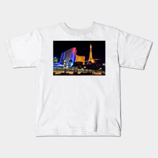 Eiffel Tower Paris and Ballys Hotel Las Vegas America Kids T-Shirt